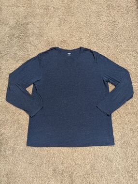 Old Navy Soft-Washed Heather Blue Long Sleeve Crewneck Tee Shirt Size XL